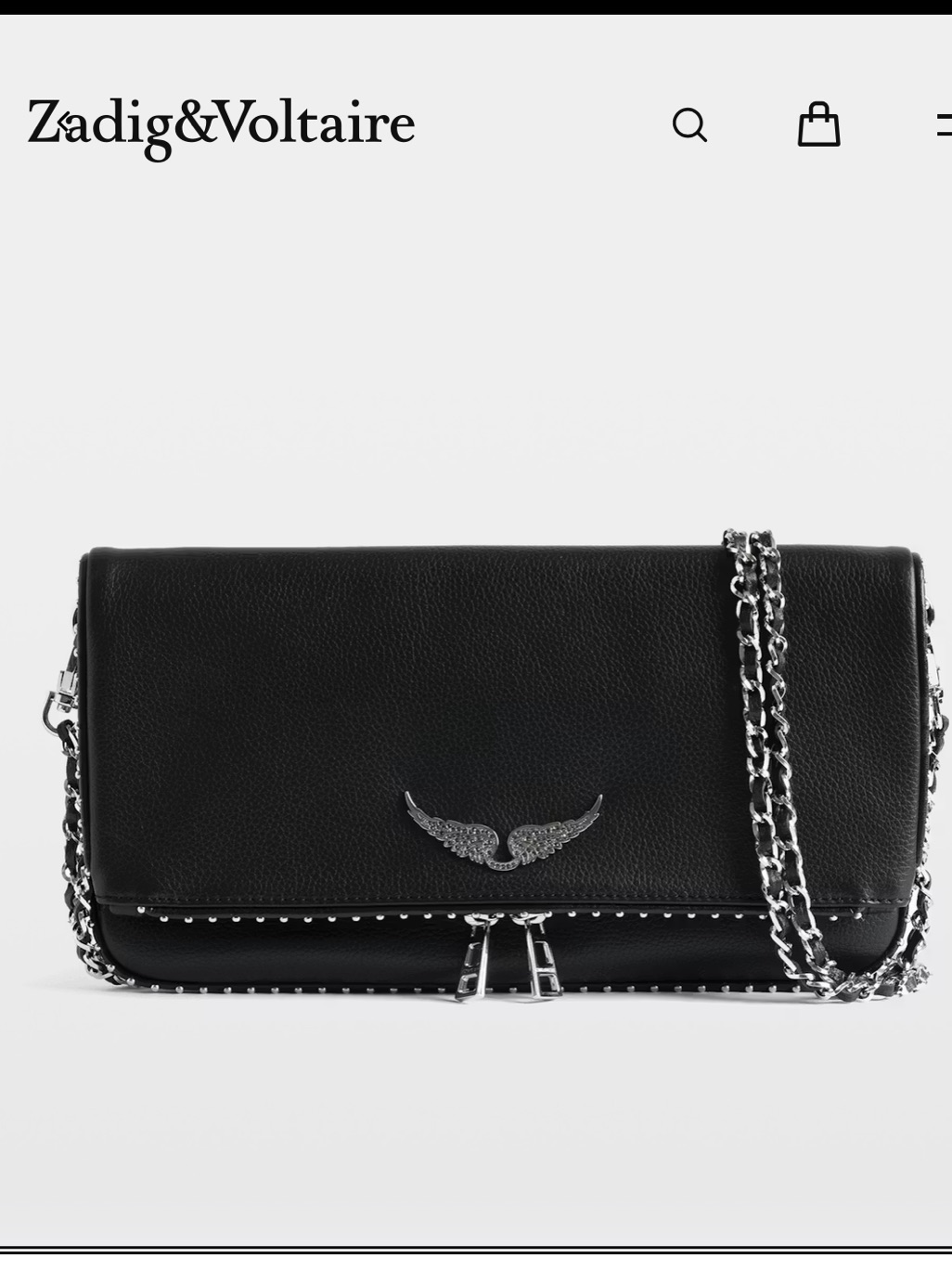 Zadig & Voltaire Black Suede Wing-Emblem Chain Crossbody